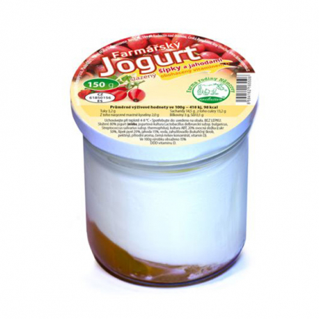 Farmářský jogurt s šípky, jahodami a vit D 150g