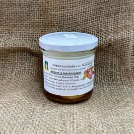 Jogurt kravský s karamelem 150g (sklo)