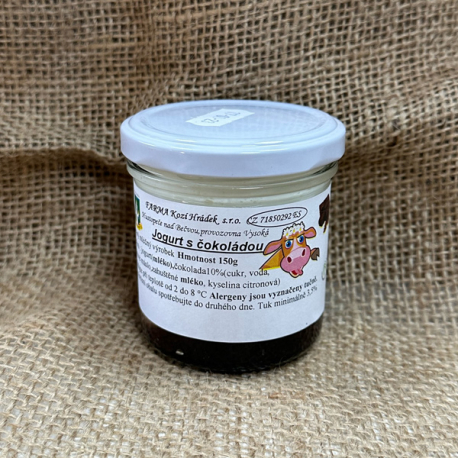 Jogurt kravský s čokoládou 150g (sklo)